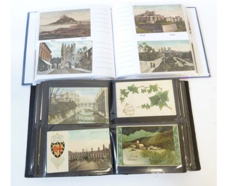 A MODERN ALBUM OF APPROX 194 EARLY TWENTIETH CENTURY MOSTLY TOPOGRAPHICAL BLACK AND WHITE AND TINTED PHOTOGRAPHIC AND OTHER P