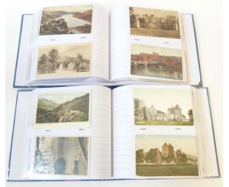 A MODERN ALBUM OF APPROX 200 EARLY TWENTIETH CENTURY TOPOGRAPHICAL BLACK AND WHITE TINTED PHOTOGRAPHIC, PORTRAIT AND OTHER PO