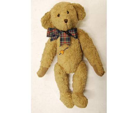 CLEMENS, GERMANY LIMITED EDITION TEDDY BEAR, in light brown curly long pile cotton or chenille, with tag and certificate, 15 