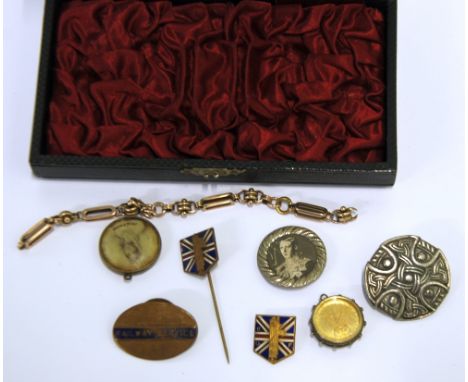 A 1689 GROAT later gilded and mounted in a small silver circular glazed mount with ball decoration as a pendant, a CELTIC PAT