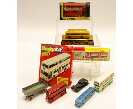 DINKY TOYS MINT AND BOXED SWISS PTT SINGLE DECK BUS, model No 293, bubble pack good, ditto SINGLE DECKER BUS "RED ARROW" mode