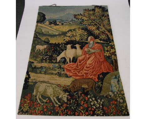 ROBERT FOUR, PARIS- AUBUSSON 'BERGERE' , A REPLICA OF AN ANCIENT WALL TAPESTRY, silk screen printed on old style fabric, 56" 