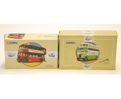 TWO MINT AND BOXED CORGI COMMERCIALS LIMITED EDITION GUY ARAB DOUBLE DECKER BUSSES viz South Downs and City of Oxford, with c
