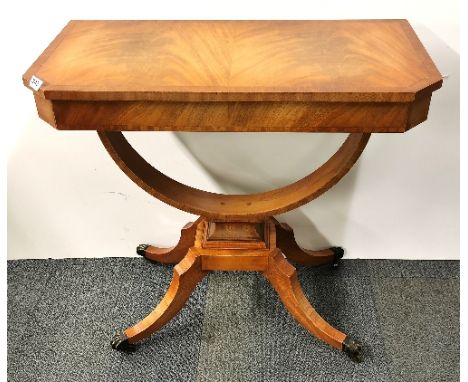 A contemporary mahogany veneered Regency style console table, W. 84cm, H. 79cm.