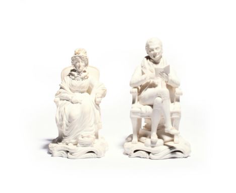 A biscuit porcelain figure of Hannah More and a Minton Parian figure of William Wilberforce  c.1835, probably modelled by Geo