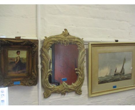 Fredk H Brown - sailing vessels on choppy waters, a watercolour, 36 x 26cm, together with a reproduction print of a young gir