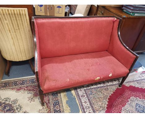 An Edwardian inlaid mahogany sofa 91cm h x 121cm w x 64cm d Location: CB 