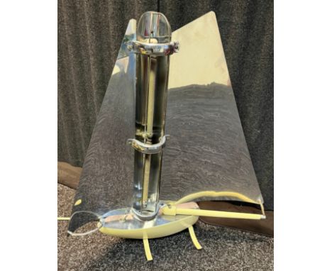 1930's Art Deco Bunting yacht heater, cream painted hull and chrome sails. 72cm high. 