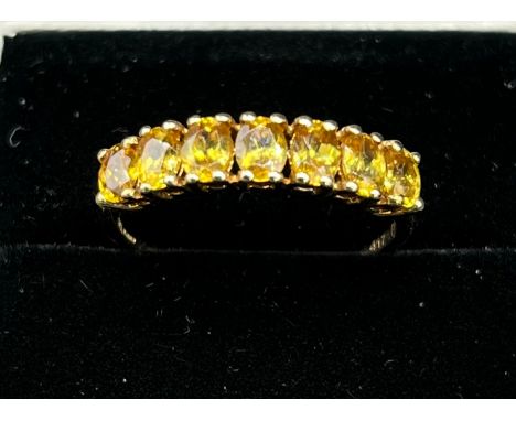 10ct yellow gold and yellow tourmaline stone set ring. [Ring size P1/2] [1.80Grams] 