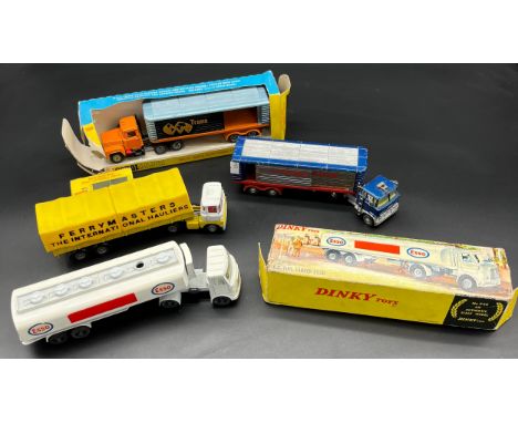 A Selection of four various Corgi and dinky lorry models to include Dinky ESSO A.E.C. Fuel Tanker No.945, Corgi Major Articul