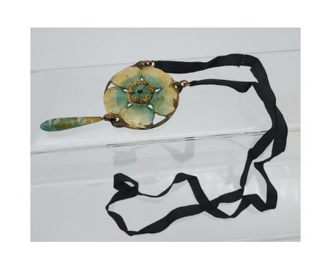 Georges Pierre [Gip] Art Nouveau Flower design pendant with lace necklace. Signed GIP. 