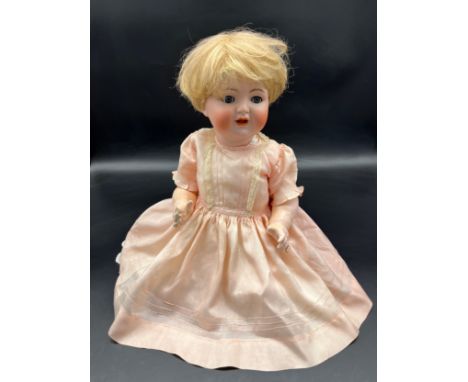 Antique German Doll. Bisque head with nodding eyes. [Damage to figures- see images] [55cm in length] 