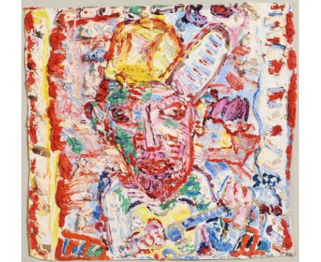 Michael Cullen (b.1946)Guitar Man (1992)oil on canvassigned lower right and dated 199247 x 49cm (18.5 x 19.3in)Acquired direc