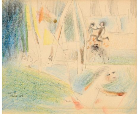 Louis Le Brocquy HRHA (1916-2012)Children Playing, Paris (1948)crayon and pencilsigned with initials and dated (19)'4810½ x 1