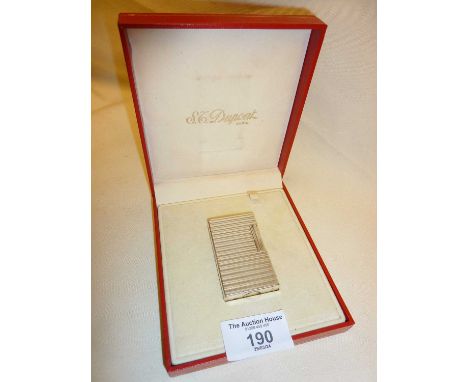 S.T. Dupont Sterling silver lighter in original leather and velvet-lined case