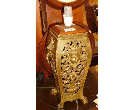 Brass openwork table lamp base in the Rococo style, approx. 40cm high