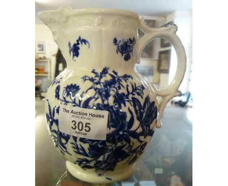 Worcester blue and white floral jug, crescent mark, 14cm tall