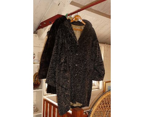 Vintage clothing - a ladies 'Scotch Mole' moleskin coat and an astrakhan coat