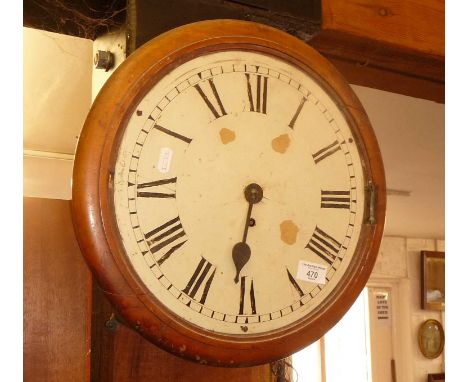 Victorian school or railway type wall clock, approx. 37cm diameter