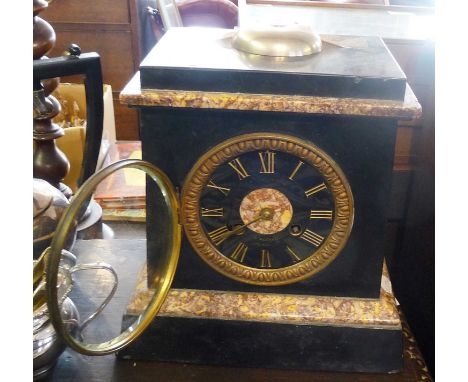Edwardian black slate and marble mantle clock by Blackie &amp; Sons, approx. 26cm high