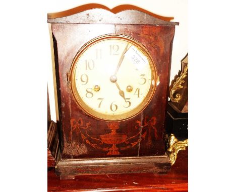 Edwardian inlaid mantle clock