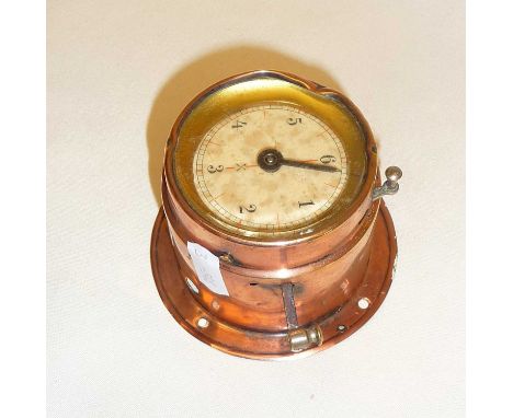 Naval copper covered 6 minute timer clock, possibly from a submarine