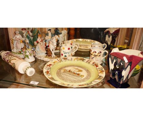 Royal Doulton seriesware Bayeux tapestry charger plate, a Portmeirion rolling pin and other china