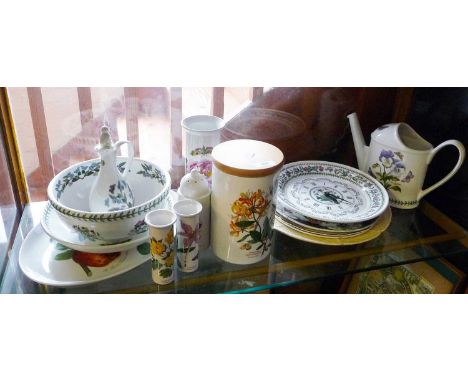 Various Portmeirion Botanic Garden tableware inc. wall clock, bowls, watering can