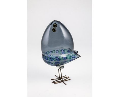 ''Pulcino'' Alessandro Pianon (Entwurf), Vetreria Vistosi, Murano 1962 Farbloses, blau unterfangenes Glas mit eingeschmolzene
