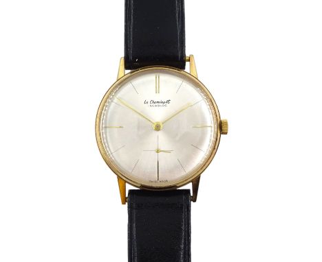 Le Cheminant Incabloc 9ct gold gentleman's manual wind wristwatch, silvered dial with subsidiary seconds dial, stamped 9.375,