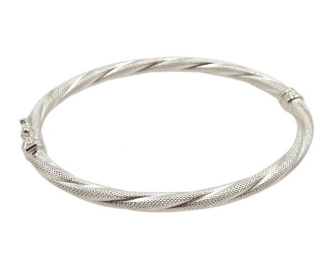 Silver twist hinged bangle, stamped 925