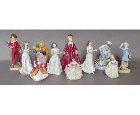 Two Royal Worcester figures modelled by F. G. Doughty, Parakeet and Grandmother's Dress, together with a W H Goss Balloon sel