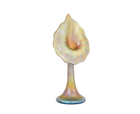 An Art Nouveau Steuben Aurene Iridescent Glass Jack-in-the-Pulpit Vase, signed aurene 130?, 18cm highIt is believed pieces of