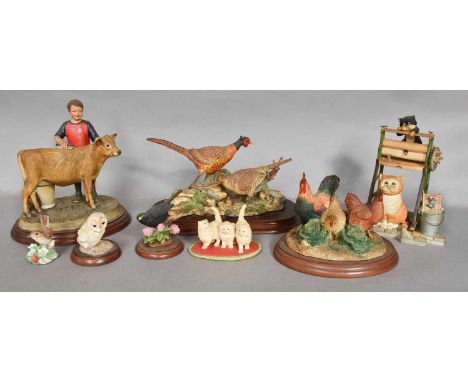 Three trays of assorted modern collectables including Wade Whimsies, Clarice Cliff for Wedgwood, Whisky water jugs, Nao ducks