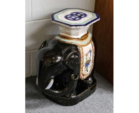 Indian elephant ceramic garden stoolGenerally good condition throughout.