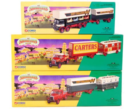 A collection of 3x original boxed Corgi diecast ' The Showmans Range ' model sets, to include model sets 09901, 16502 and 165