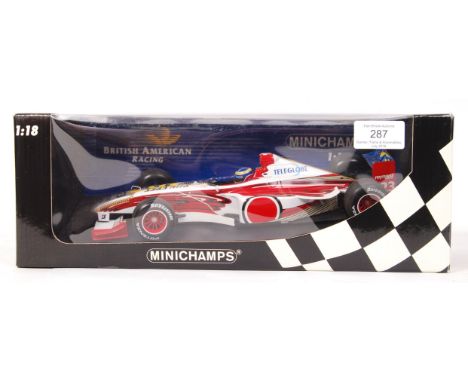 A Minichamps made precision diecast 1:18 scale model Formula One / F1 racing car ' BAR 01 Supertec R. Zonta 1999 .' Ex-shop-s