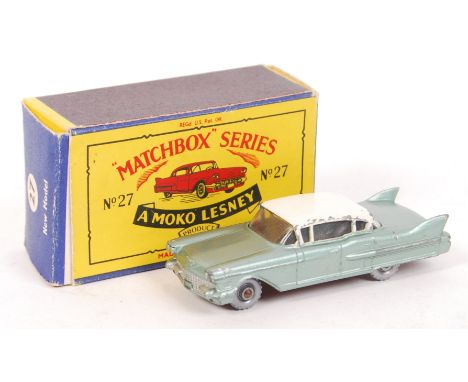 A rare variation vintage Matchbox Moko Lesney made diecast model No. 27 ' Cadillac Sixty Special '. In the rarest pale metall