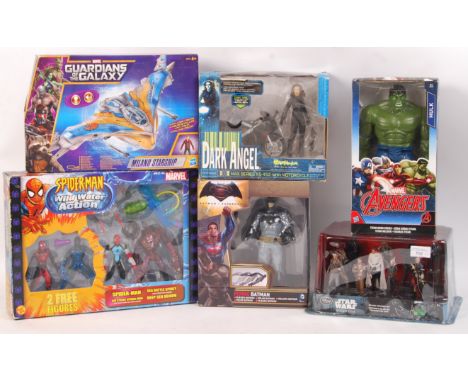 A good collection of 6x assorted TV &amp; Film related boxed action figures / playsets. Comprising: a Disney Store Star Wars 