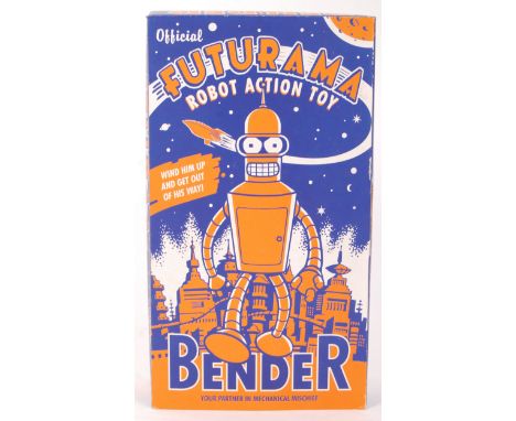 A Futurama ' Official Robot Action Toy ' figure of ' Bender '. Tinplate classic style clockwork robot. Appears mint, as new a