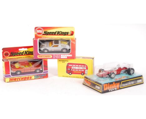 A collection of 4x ex-shop-stock condition mint boxed diecast models. Comprising: Dinky No. 226 Ferrari 312, Matchbox Speed K