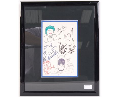 An incredible original framed montage of Batman ( both Comic Book &amp; TV series related ) autographs and sketches. The sing
