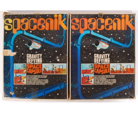 Two vintage 1970's Tomy / Rovex made ' Spacenik ' battery operated playsets. Both appear complete, within the original boxes.