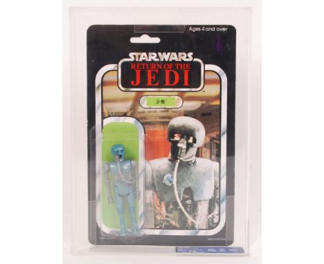 A vintage Palitoy made Star Wars carded action figure ' 2-1B ' . 45 back card. UKG Graded to 85% . Flat card and mint bubble.