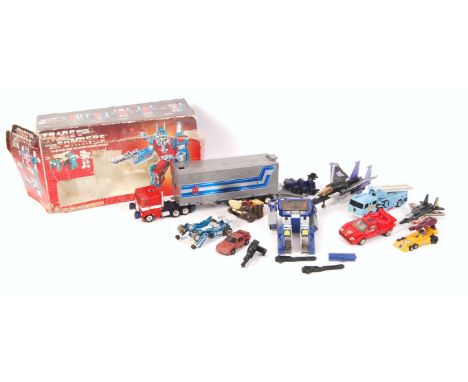 A good collection of assorted 1980's vintage Hasbro made ' Transformers ' action figures. To include; Optimus Prime, Soundwav