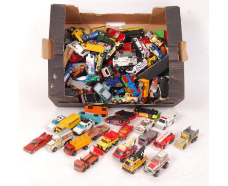 A large collection of approx 150x assorted loose vintage Matchbox diecast models. Various series - Superfast, Lesney and othe