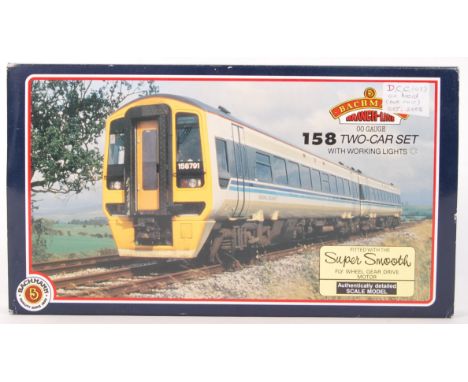 A Bachmann Branch Line 00 gauge railway trainset locomotive set ' 158 Two-Car Set With Working Lights '. 31-500A . Both cars 