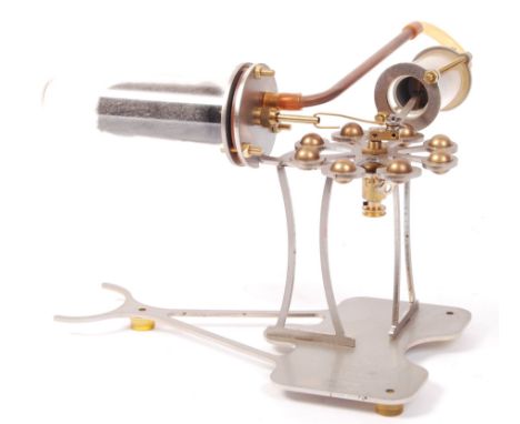 A rare superbly detailed ' Hielscher ' Ball-Stirling of Germany made horizontal live steam engine. Precision engineered, appe