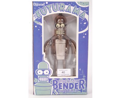 A Futurama ' Official ' ' Bright 'n' Shiny Bender Robot Action Toy '. Tinplate classic style clockwork robot in the form of B