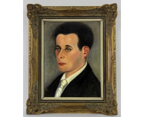 MALER DER NEUEN SACHLICHKEIT1. Hälfte 20.Jh. Herrenportrait. Öl/Karton, 41x31cm, Ra.   PAINTER OF THE NEW OBJECTIVITY 1st hal